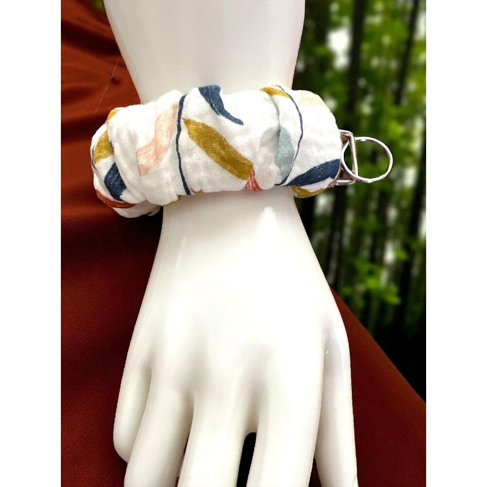 Handmade Scrunchie Keychain Wristlet-Practical & Fashionable-Leaf